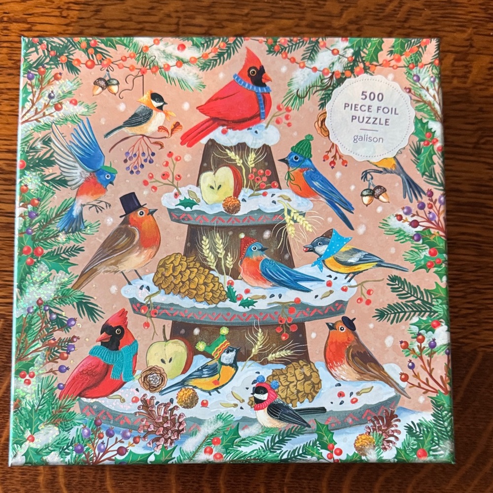 500 piece “Festive Feathers” jigsaw puzzle by Galison